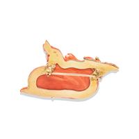 CARVED CORAL AND YELLOW GOLD BROOCH