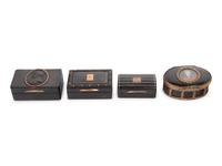 A Group of Four Georgian Gold Mounted Tortoise Shell Snuff Boxes