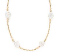 YELLOW GOLD, BAROQUE CULTURED PEARL, AND DIAMOND NECKLACE