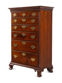 A Chippendale Figured Mahogany Tall Chest of Drawers