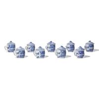A Group of Nine Chinese Export Porcelain Fitzhugh Syllabub Cups and Covers