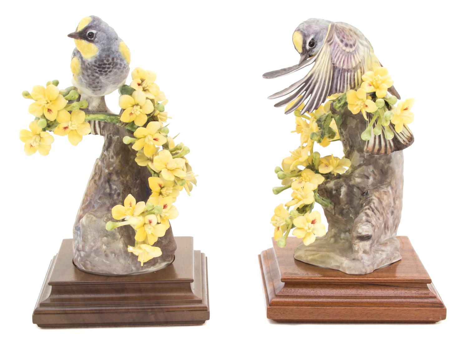 A Pair of Royal Worcester Porcelain Audubon Warblers Height 7 1/2 inches. — 20TH CENTURY