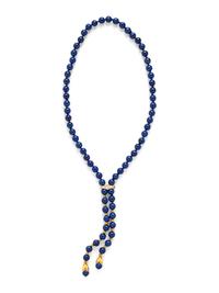 YELLOW GOLD, LAPIS LAZULI AND DIAMOND LARIAT