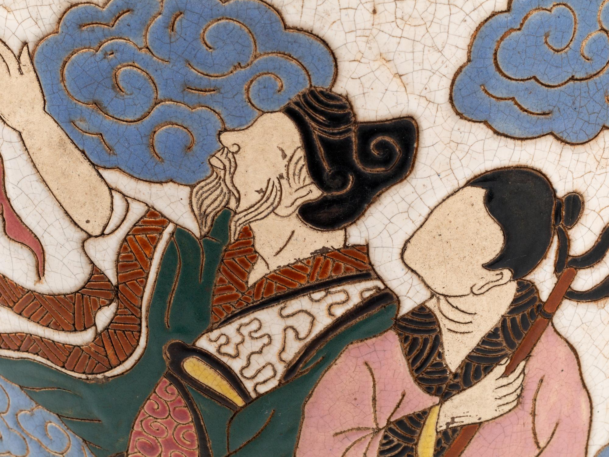 A Pair of Japanese Polychrome Enameled Earthenware Garden Seats