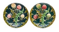 A Pair of Art Nouveau Faience Chargers Diameter 12 1/2 inches.