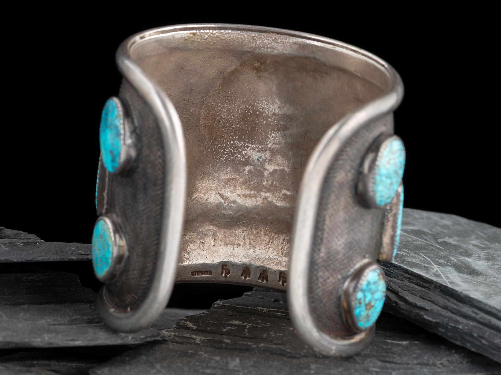 Southwestern-style Sterling Silver and Lone Mountain Turquoise Cuff Bracelet