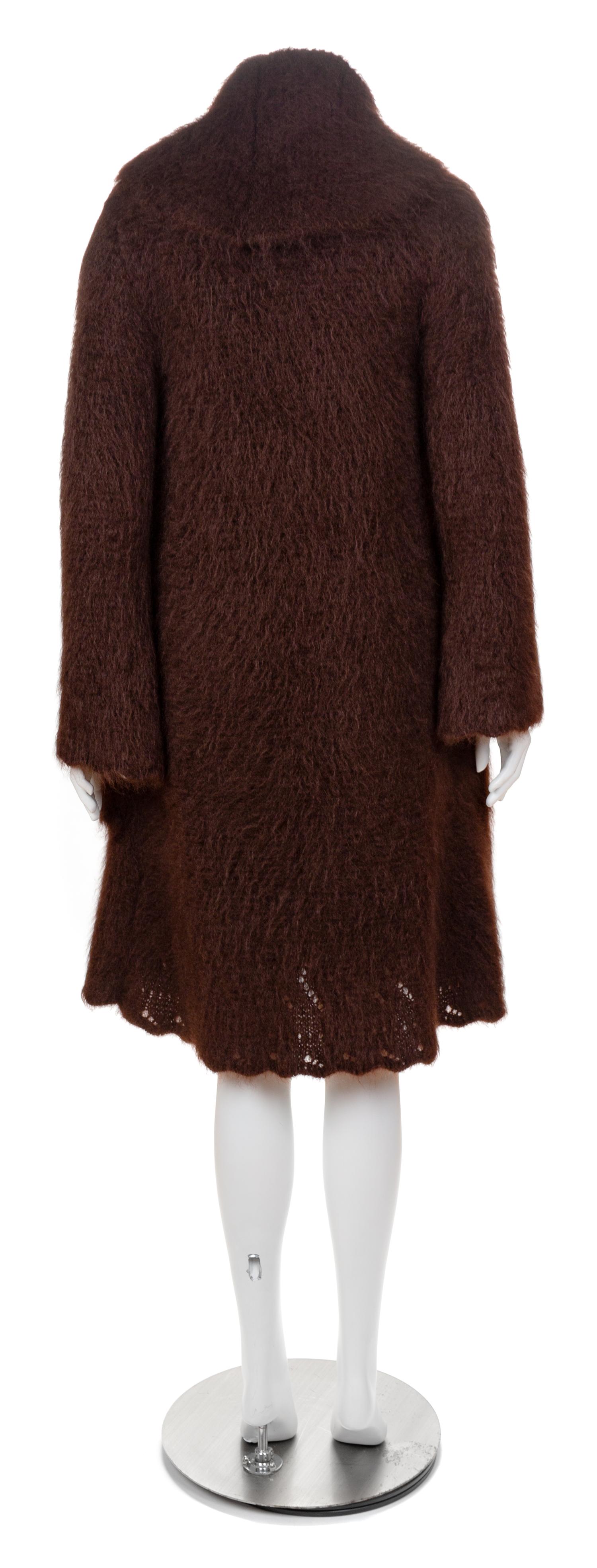 An Hermès Brown Mohair Coat, Size XS.