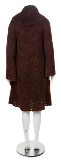 An Hermès Brown Mohair Coat, Size XS.