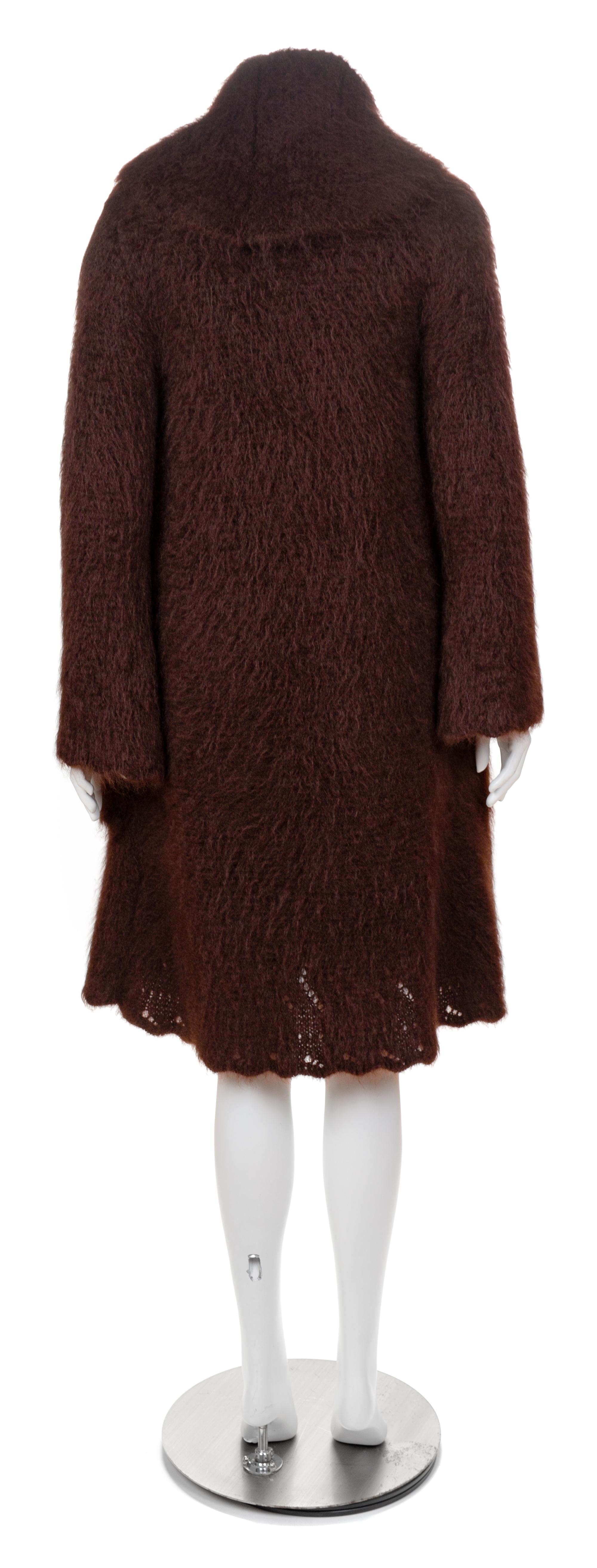 An Hermès Brown Mohair Coat, Size XS.