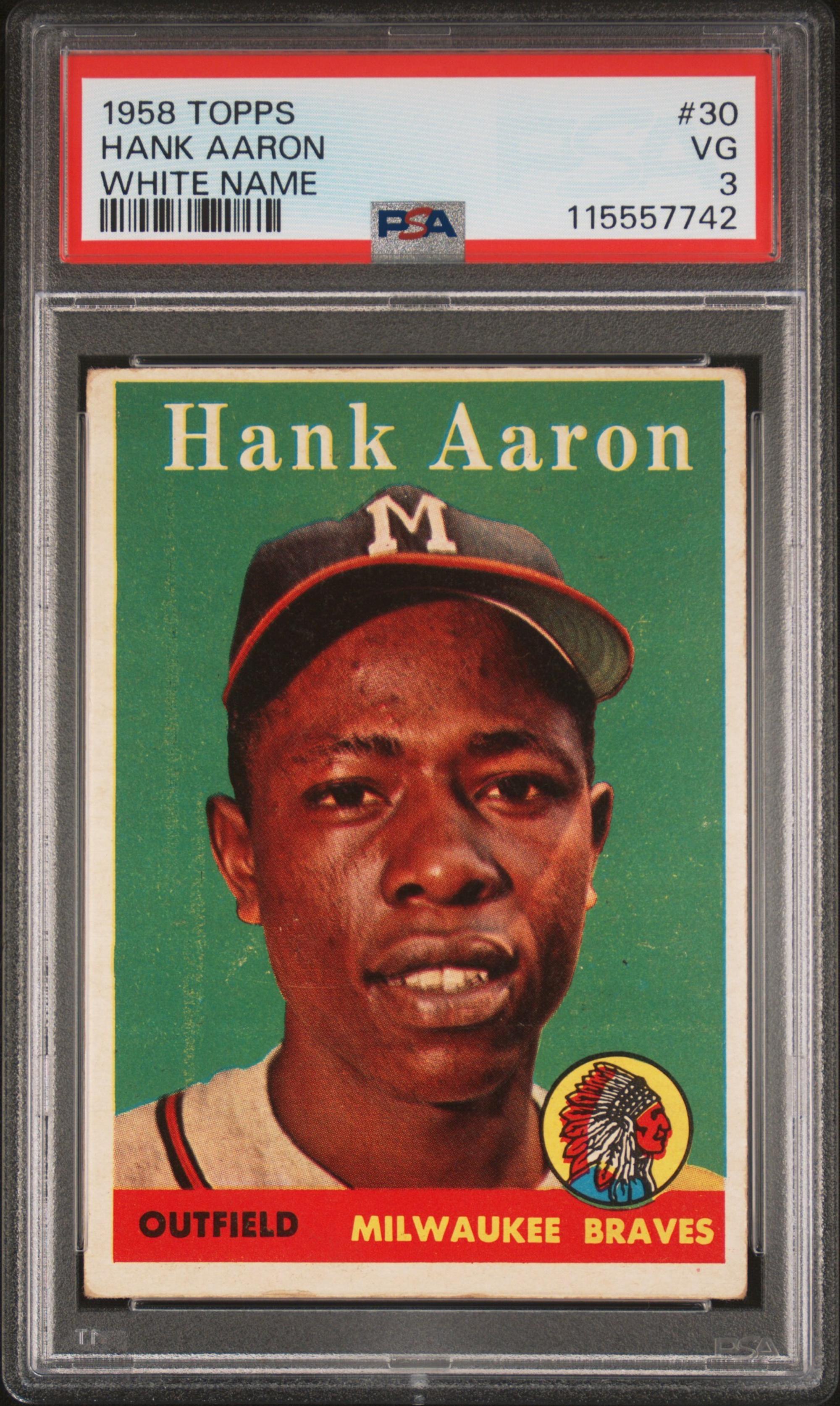 A 1958 Topps Hank Aaron Baseball Card No. 30 (PSA 3 VG) from The Collection of David Eisenhower