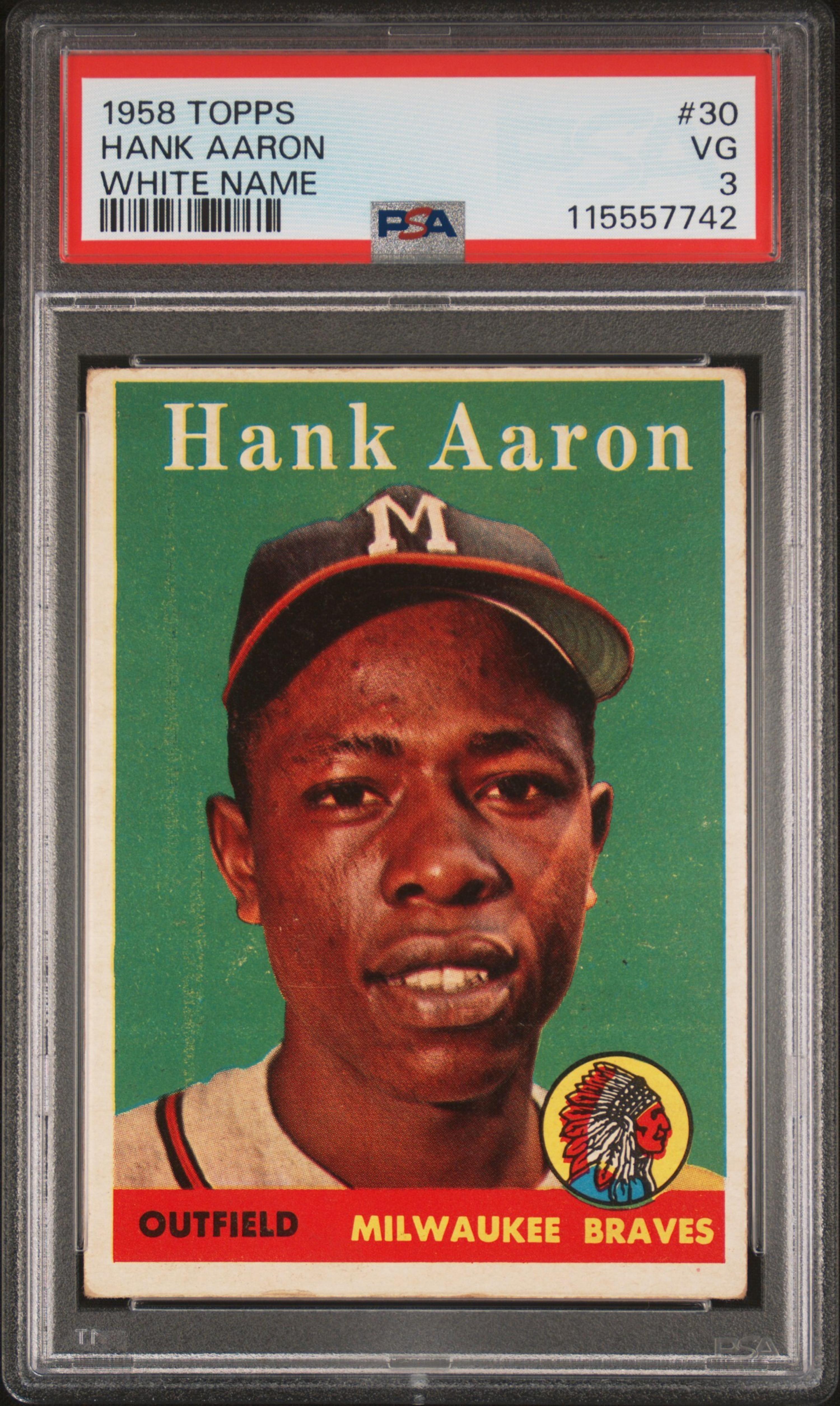 A 1958 Topps Hank Aaron Baseball Card No. 30 (PSA 3 VG) from The Collection of David Eisenhower