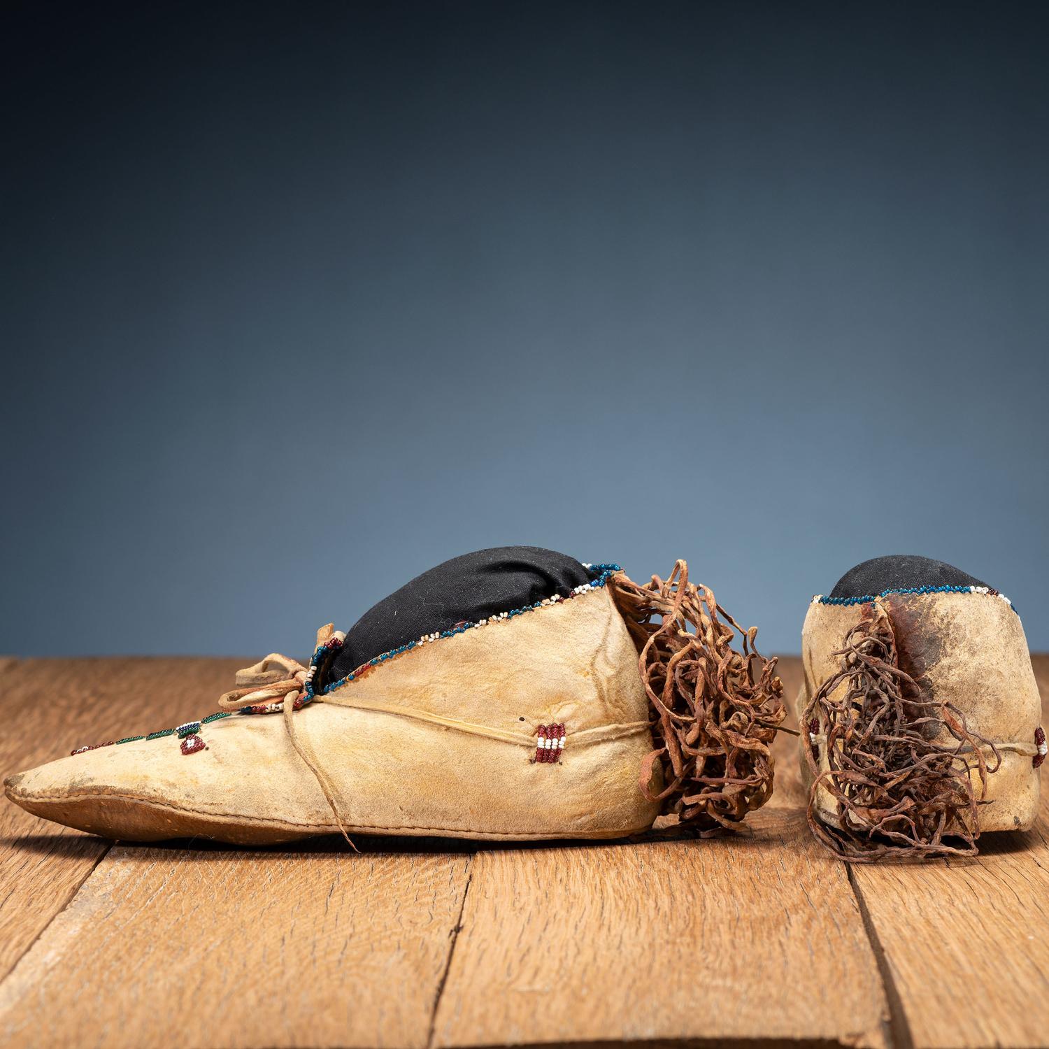 Apache Beaded Hide Moccasins