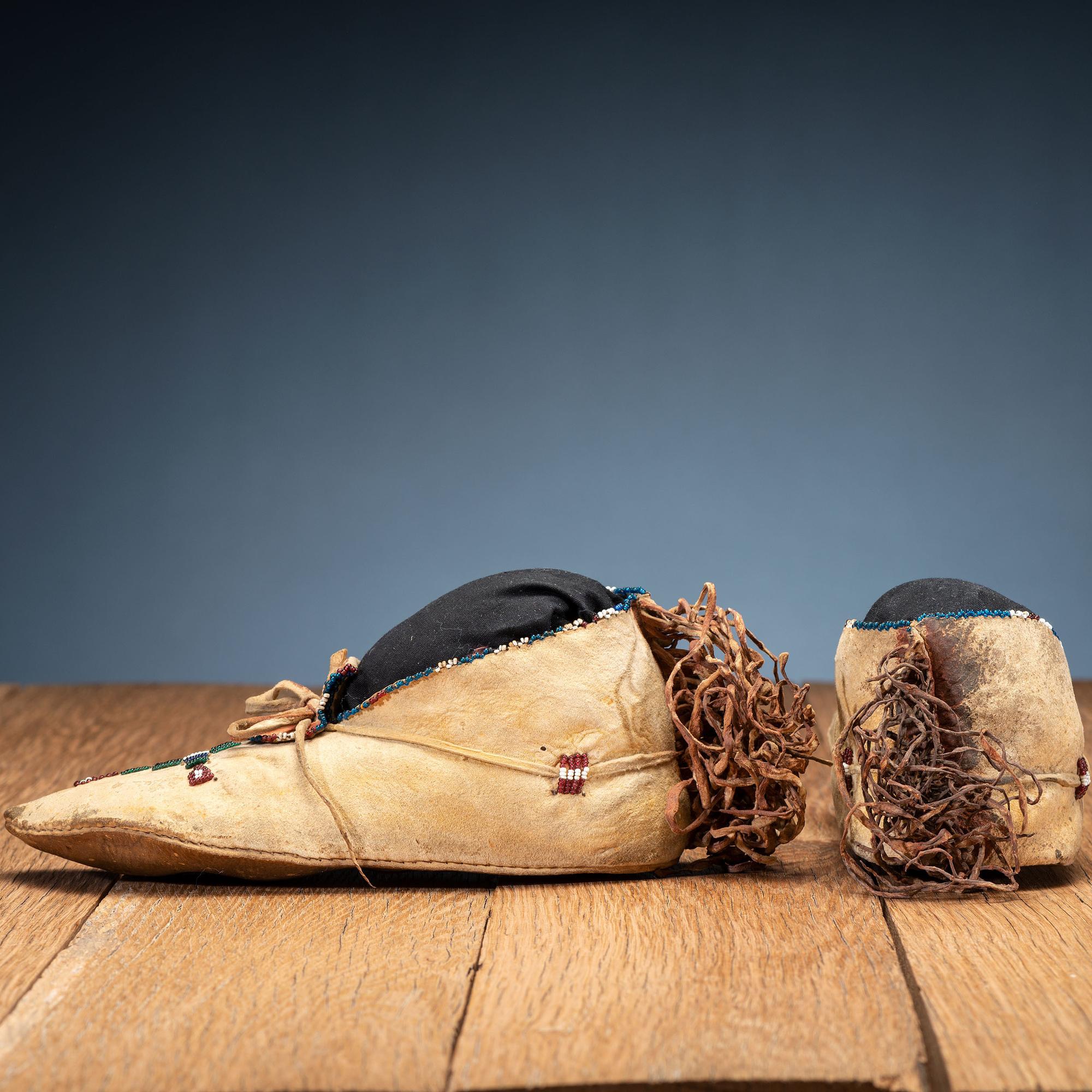 Apache Beaded Hide Moccasins