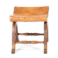 A Country Oak and Studded Leather Foot Stool