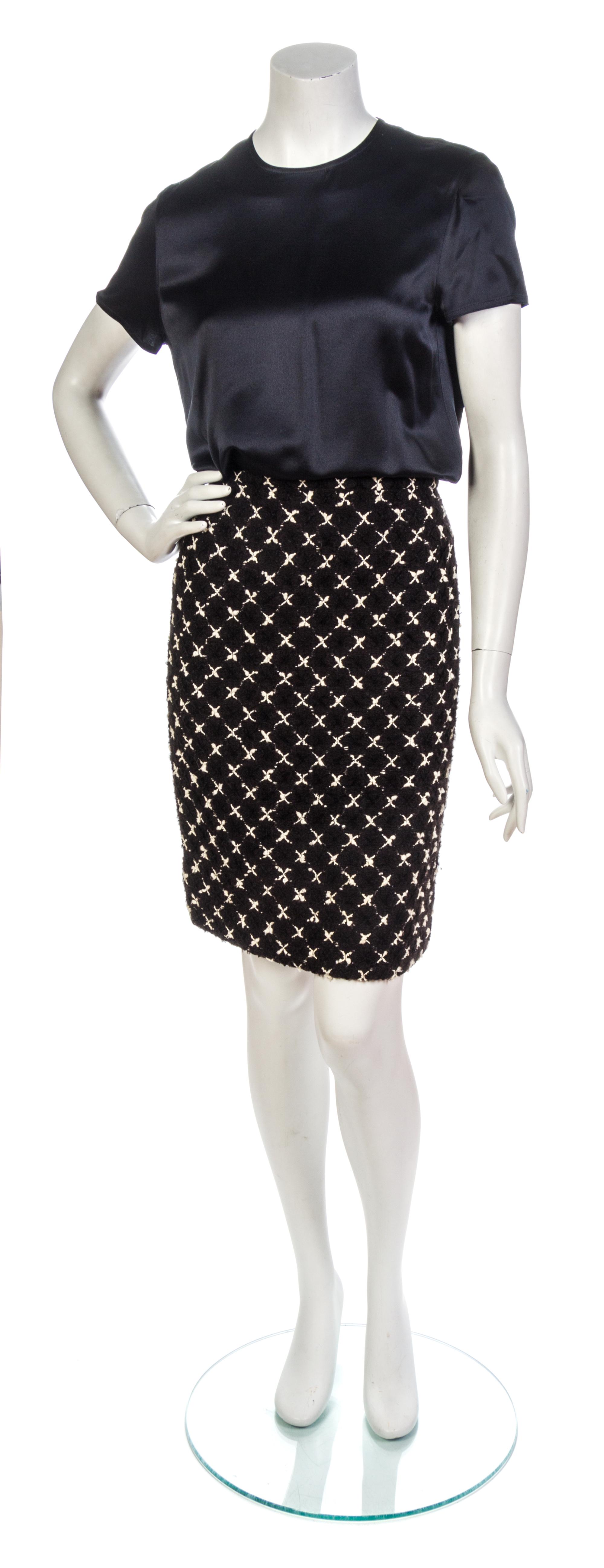 A Chanel Black and Cream Wool Tweed Skirt Suit,
