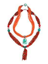A Collection of Sterling Silver, Coral and Turquoise Bead Necklaces,