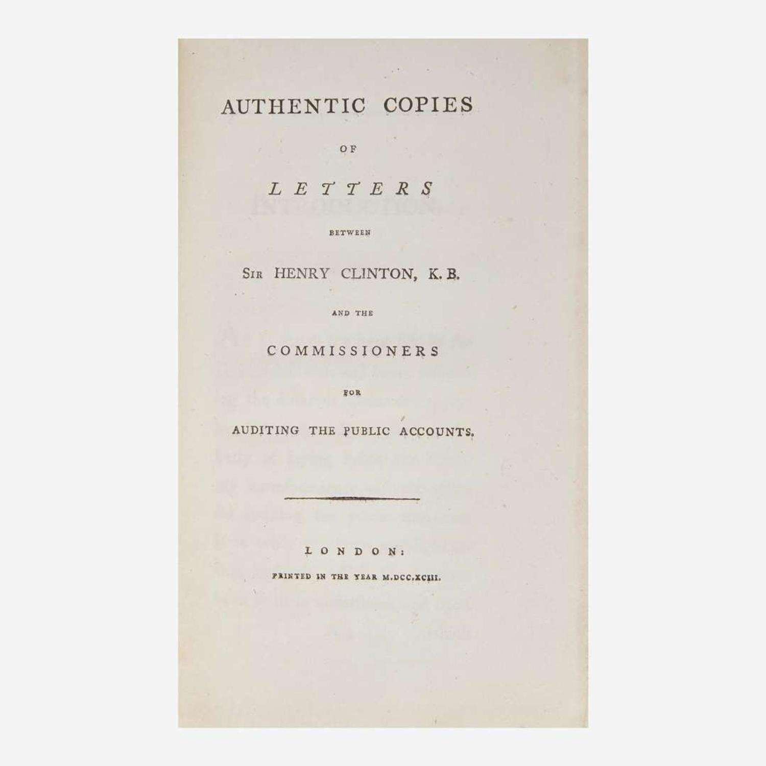 [American Revolution] [Clinton, Sir Henry] Group of 3 Titles