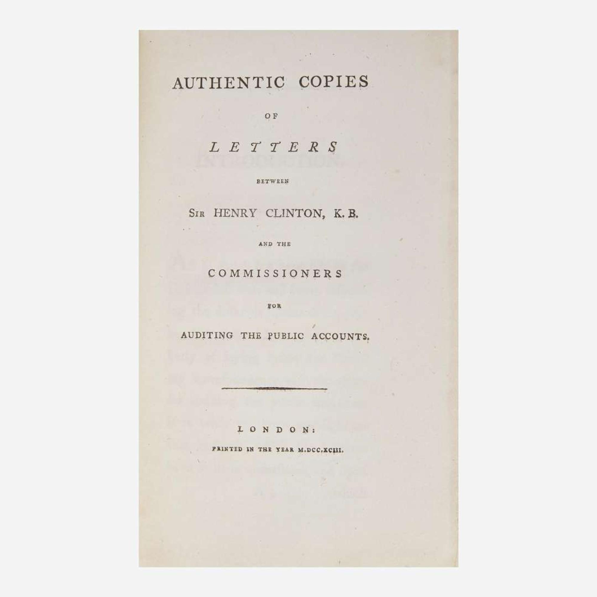 [American Revolution] [Clinton, Sir Henry] Group of 3 Titles