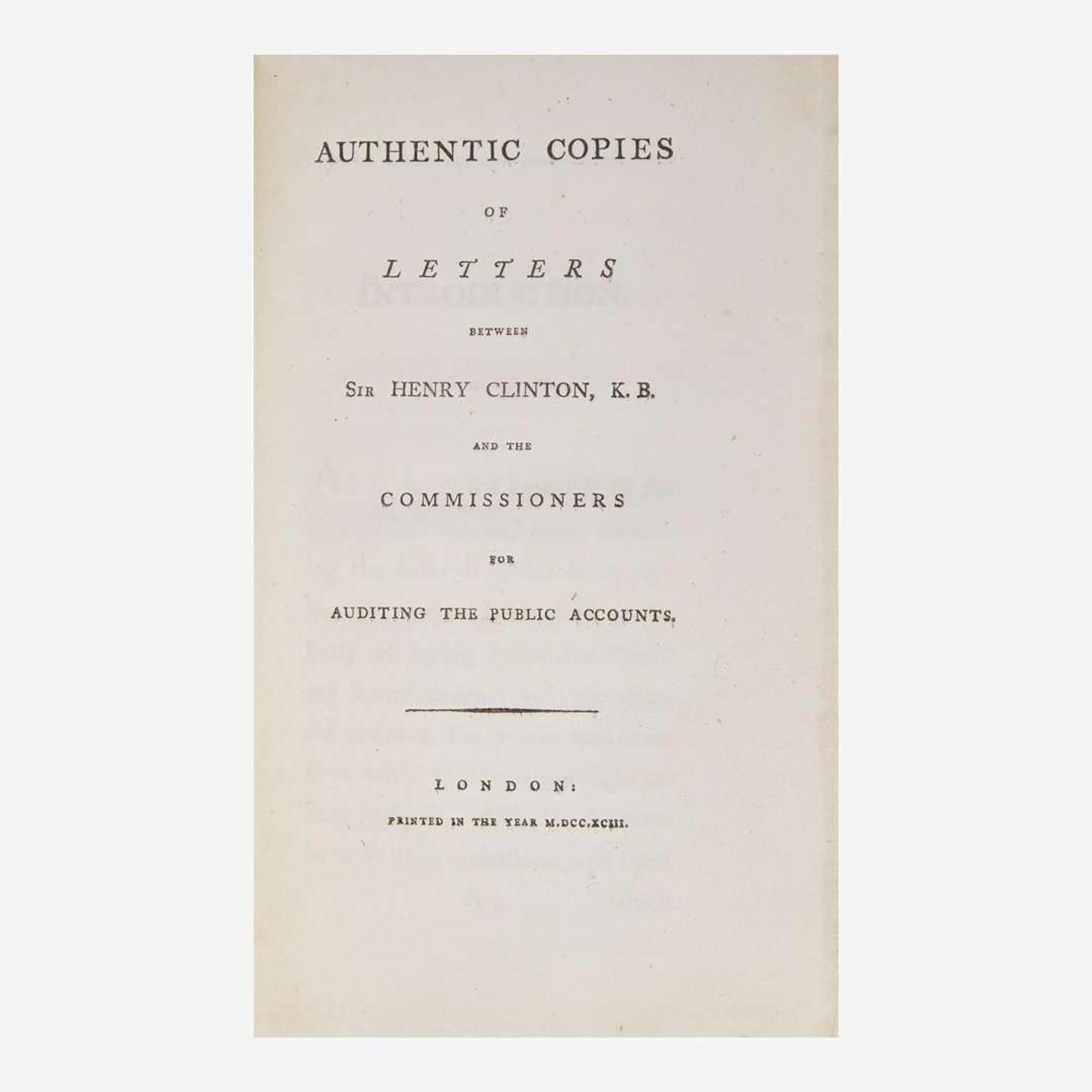 [American Revolution] [Clinton, Sir Henry] Group of 3 Titles