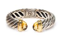 A Sterling Silver, 18 Karat Yellow Gold and Citrine 'Waverly' Bracelet, David Yurman, 30.50 dwts.