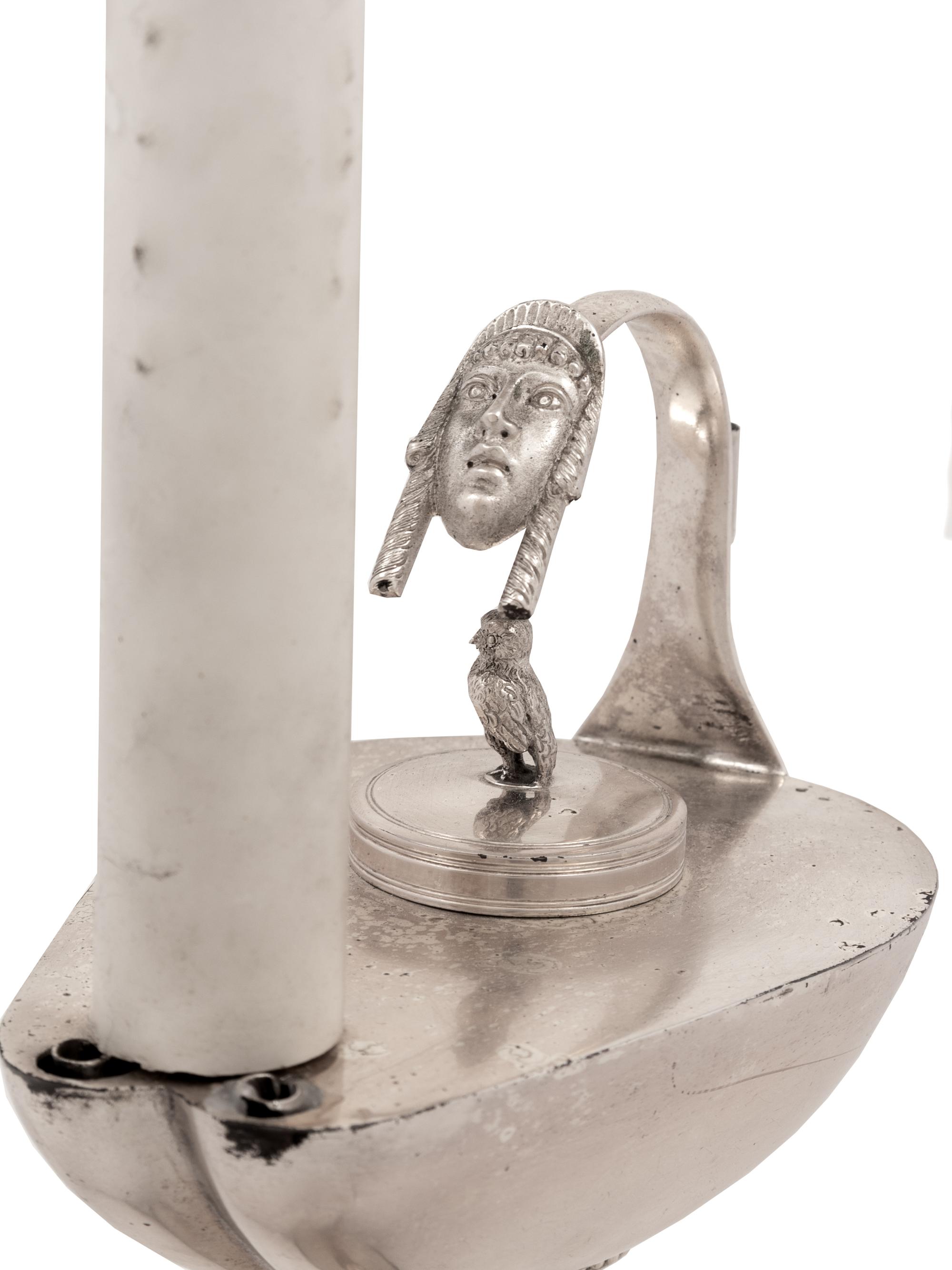 A Neoclassical Silver-Plate Library Lamp
