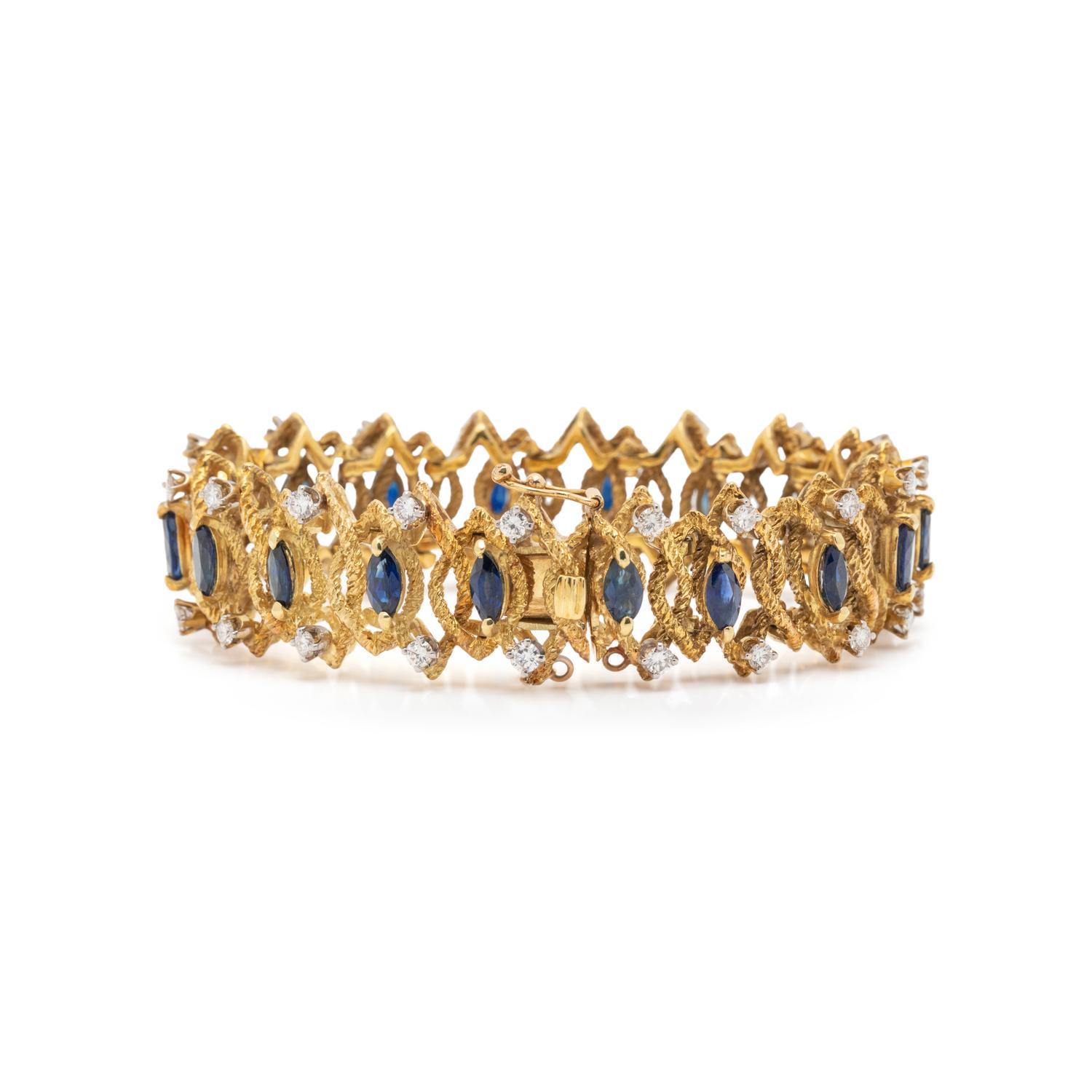 YELLOW GOLD, DIAMOND AND SAPPHIRE BRACELET