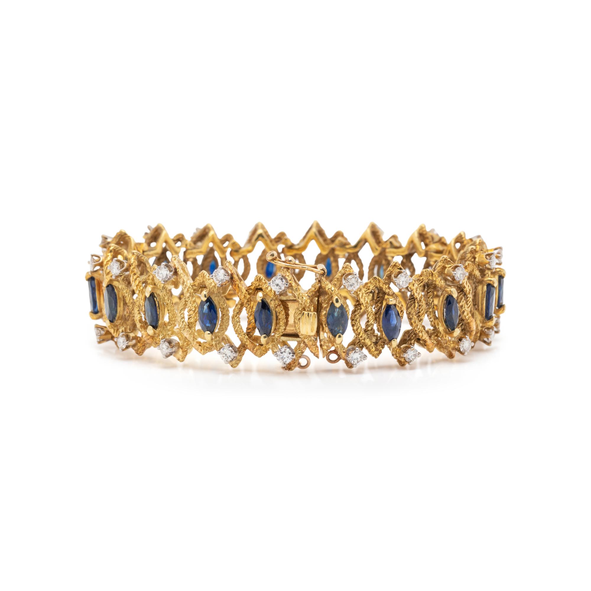 YELLOW GOLD, DIAMOND AND SAPPHIRE BRACELET