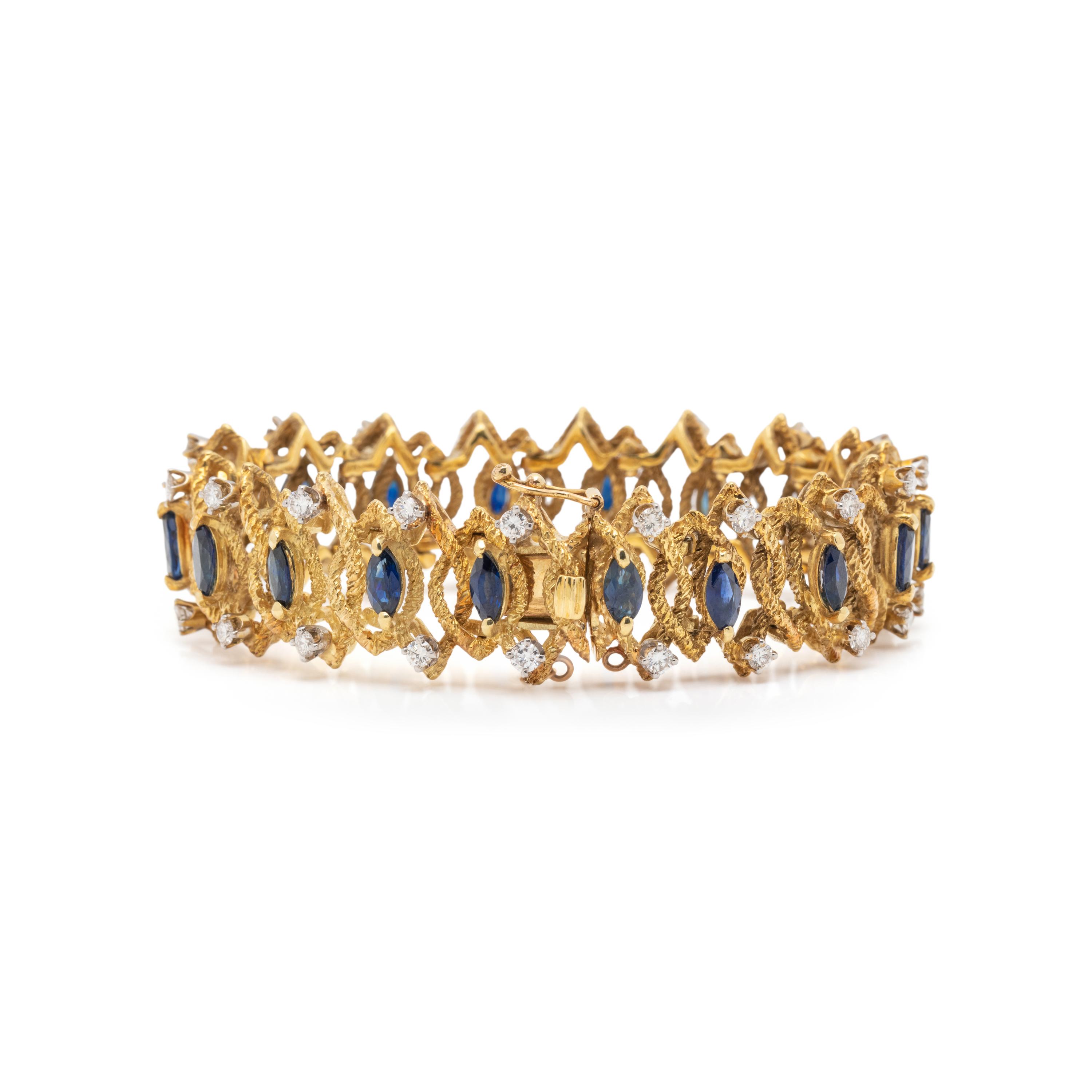 YELLOW GOLD, DIAMOND AND SAPPHIRE BRACELET