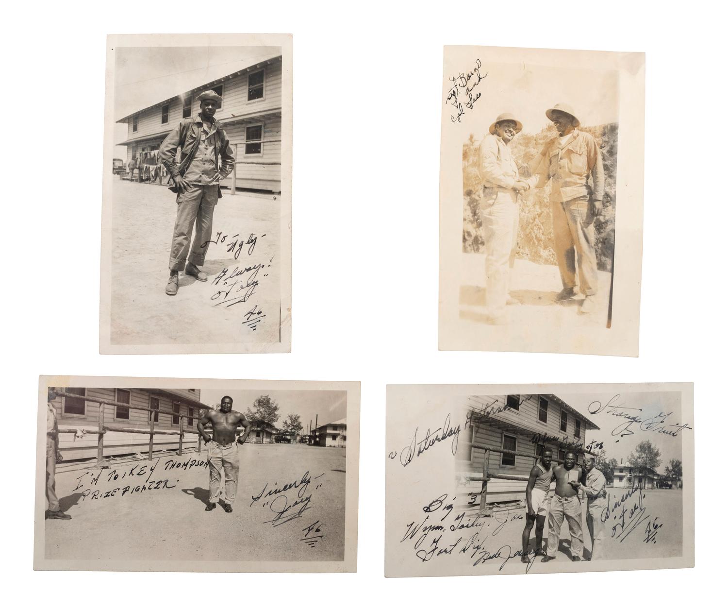 [WORLD WAR II & VIETNAM]. A group of 14 snapshots including portraits of prize fighter Toikey Thompson and black female combat nurses, including: