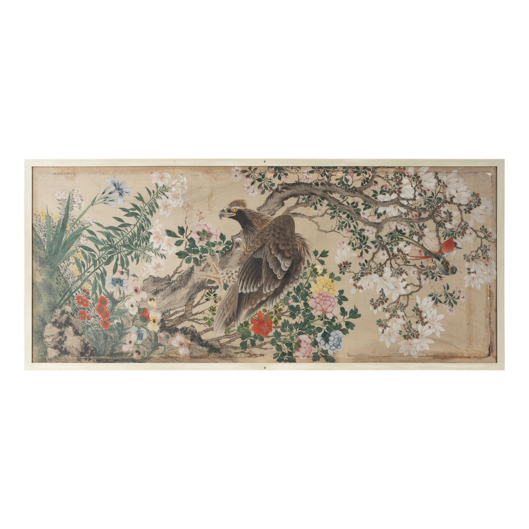 A Pair of Chinese Painted Wallpaper Panels