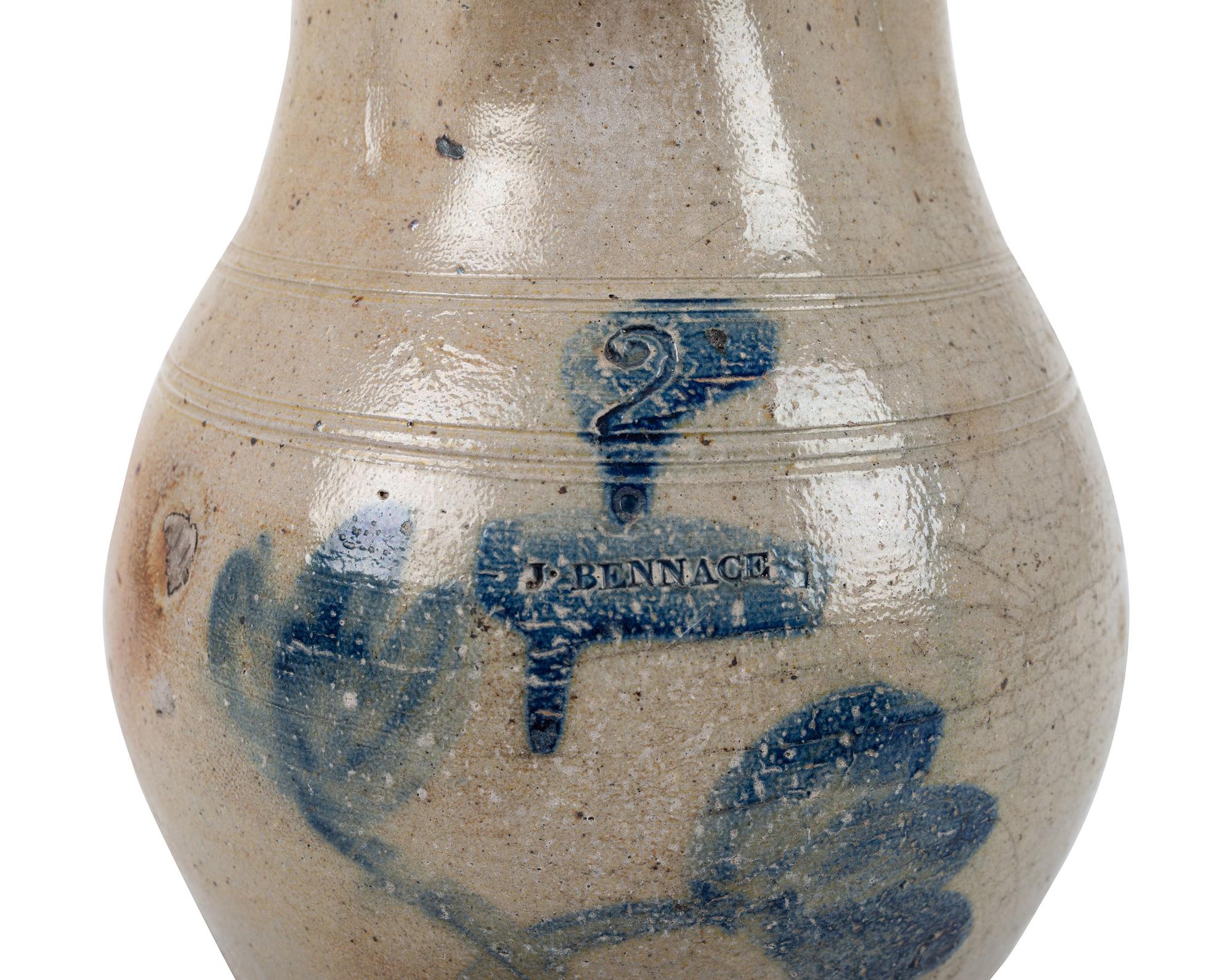 An Ohio Two-Gallon Cobalt-Decorated Stoneware Pitcher