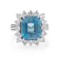 A Platinum, Aquamarine and Diamond Ring, 5.50 dwts.