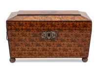 An English Penwork Tea Caddy