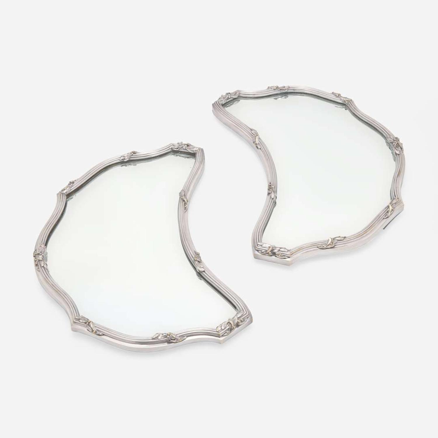 A pair of French silverplated and mirrored surtout de table Georges Boin and Emile Taburet, Boin-Taburet, Paris, 1873-1901