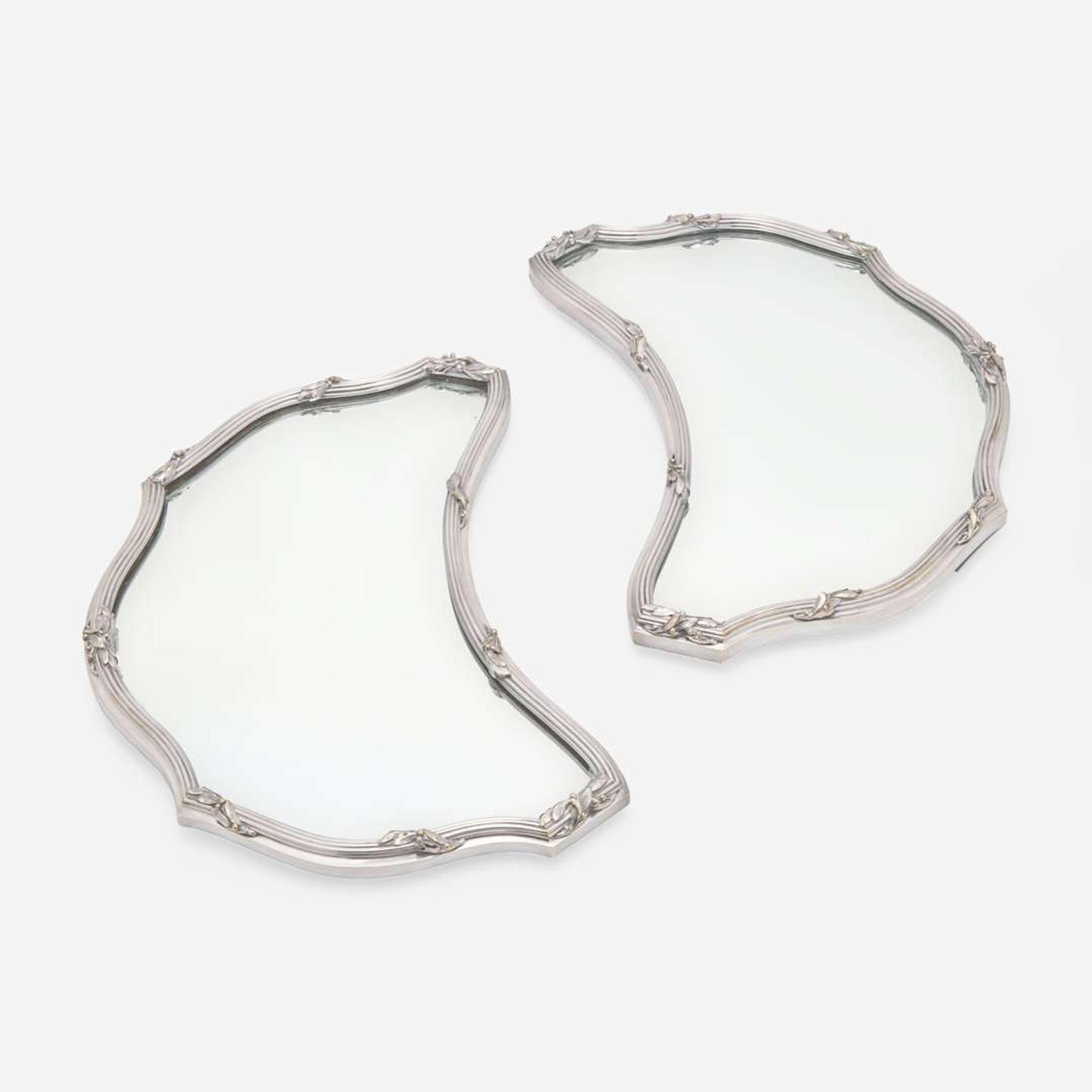 A pair of French silverplated and mirrored surtout de table Georges Boin and Emile Taburet, Boin-Taburet, Paris, 1873-1901