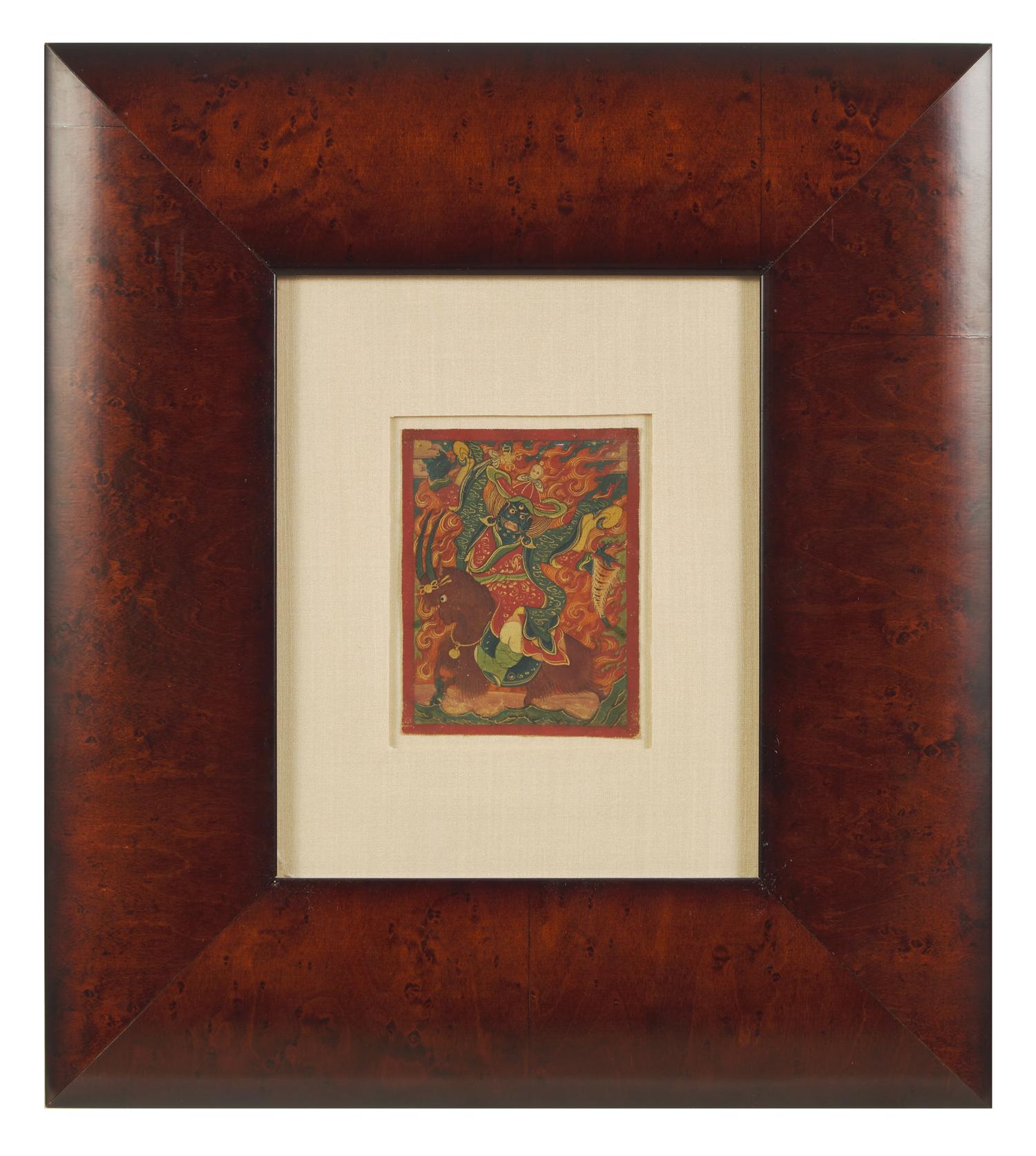 A Small Mongolian Thangka, Burhany Zurag , depicting Danchen Garwai Nakpo