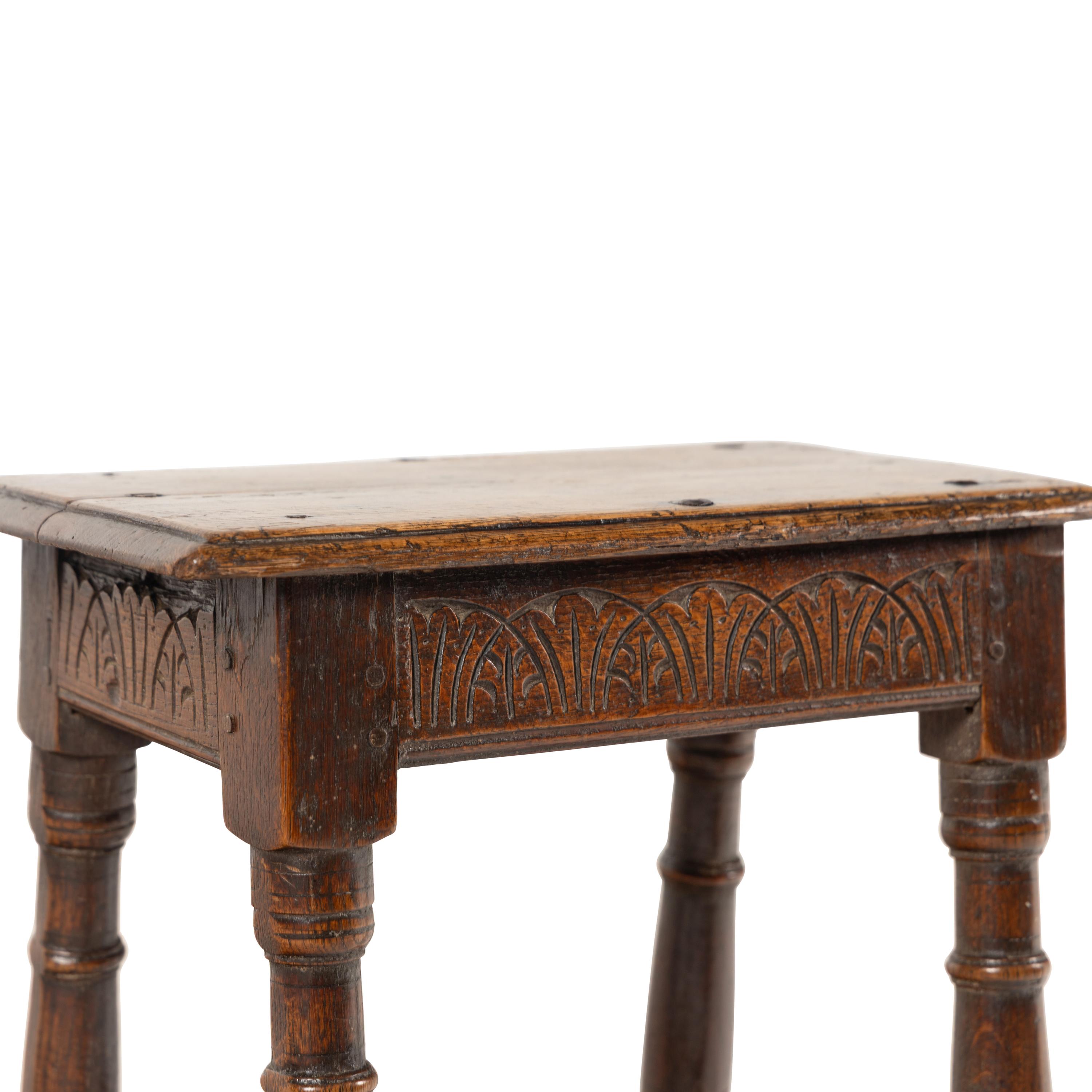 A Charles II Oak Stool