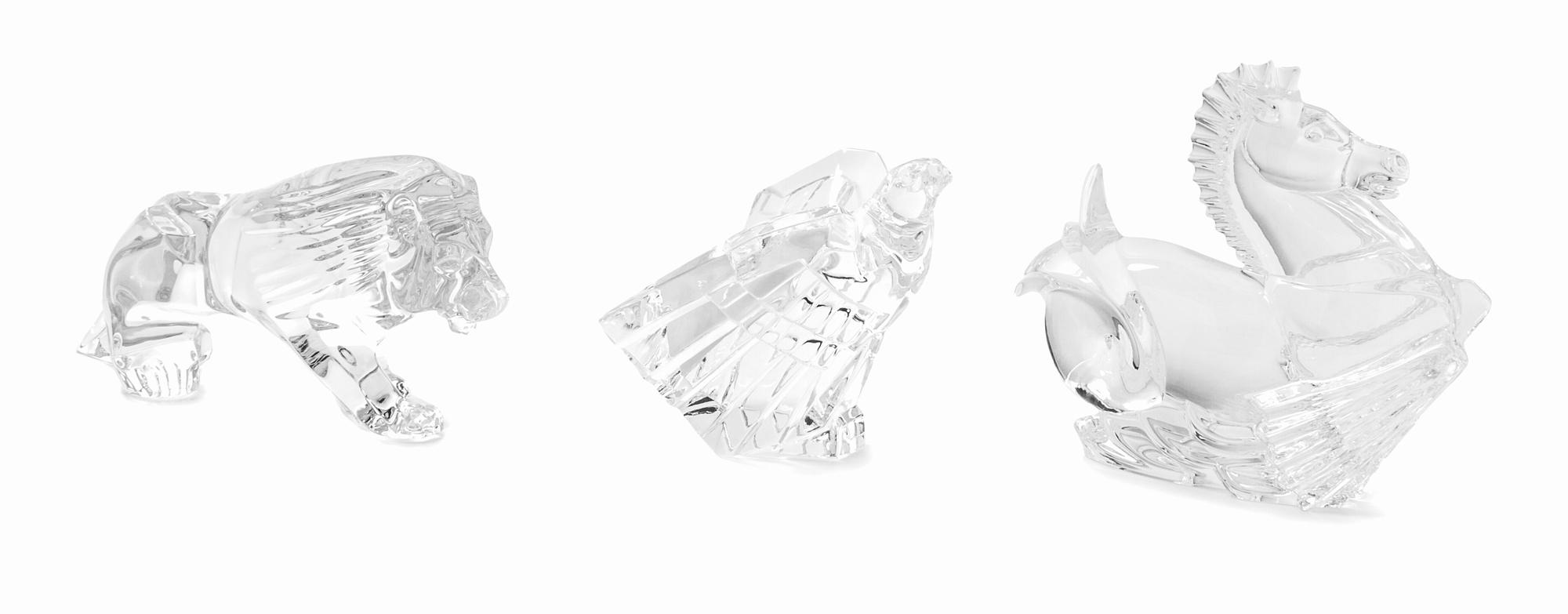 Three Glass Animals Length of longest 10 3/4 inches.