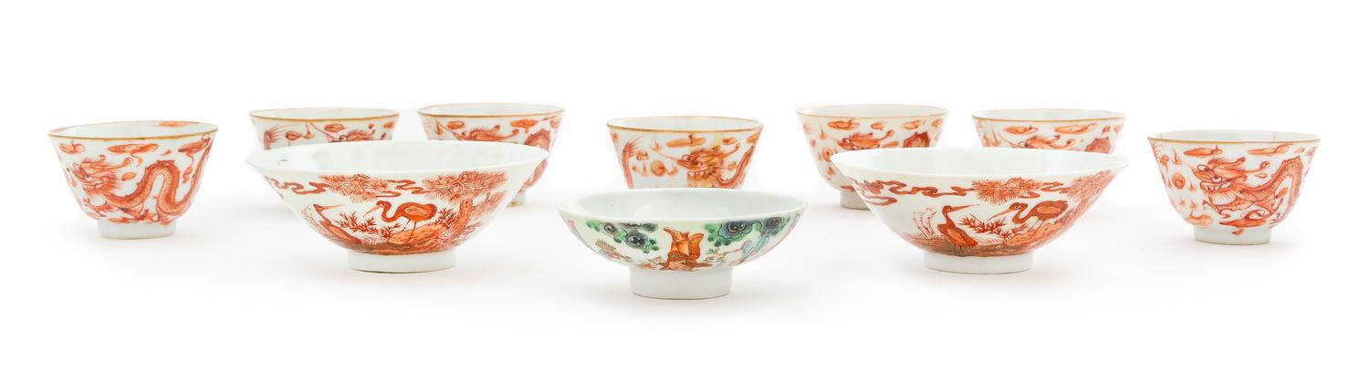 Ten Porcelain Articles Diameter of largest 4 inches. — 19TH CENTURY