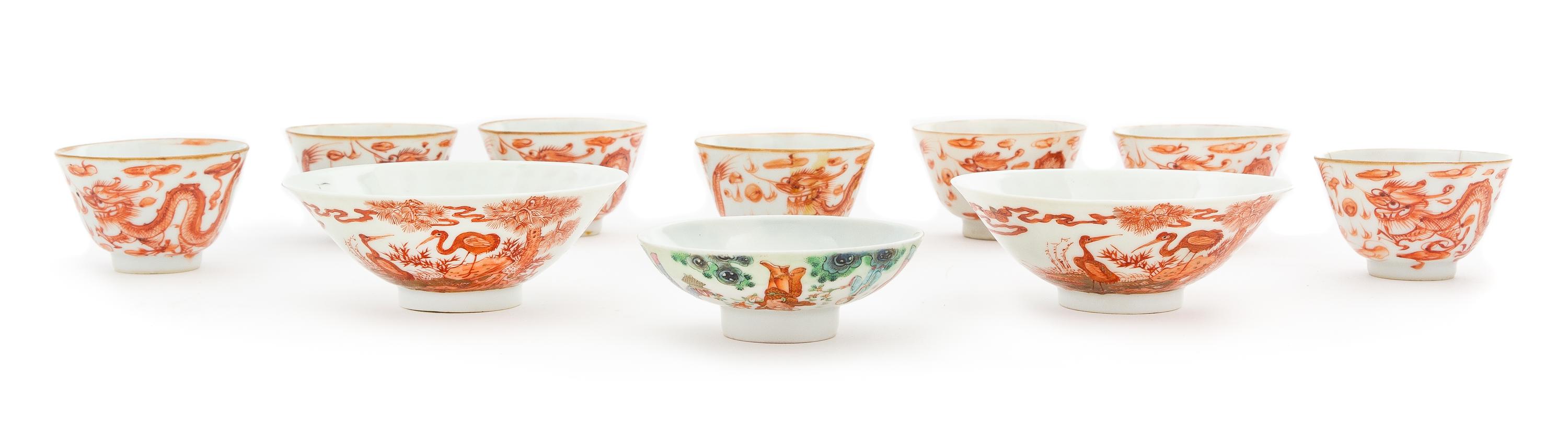 Ten Porcelain Articles Diameter of largest 4 inches. — 19TH CENTURY