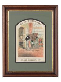 [PHOTOG.] Collectible prints and figures feat. cameras and photographers, incl. Brady and Jackson.