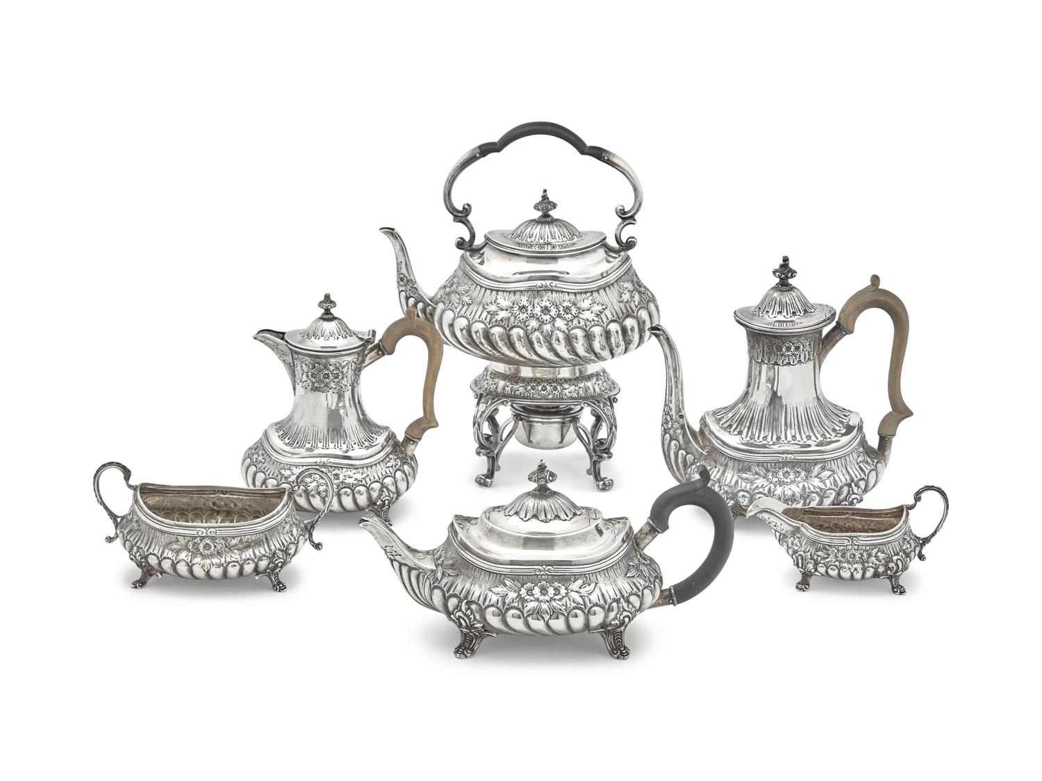 An Assembled Victorian Six-Piece Silver Tea and Coffee Service