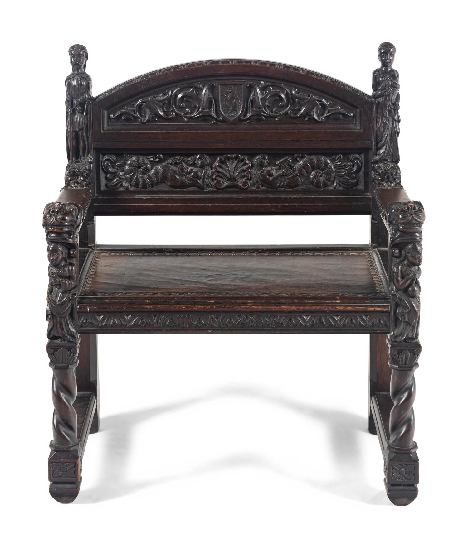 A William and Mary Style Carved Walnut Armchair
