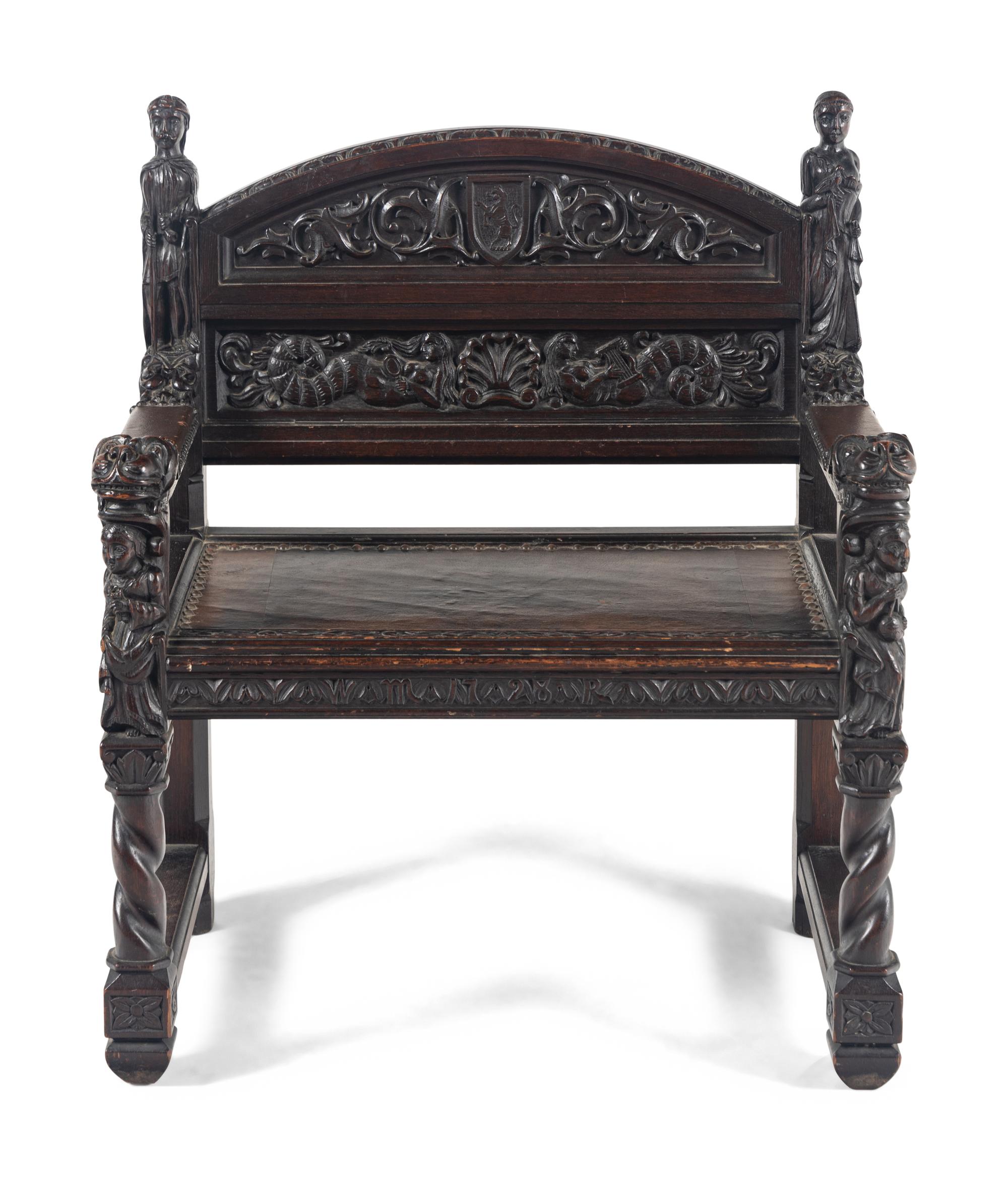 A William and Mary Style Carved Walnut Armchair