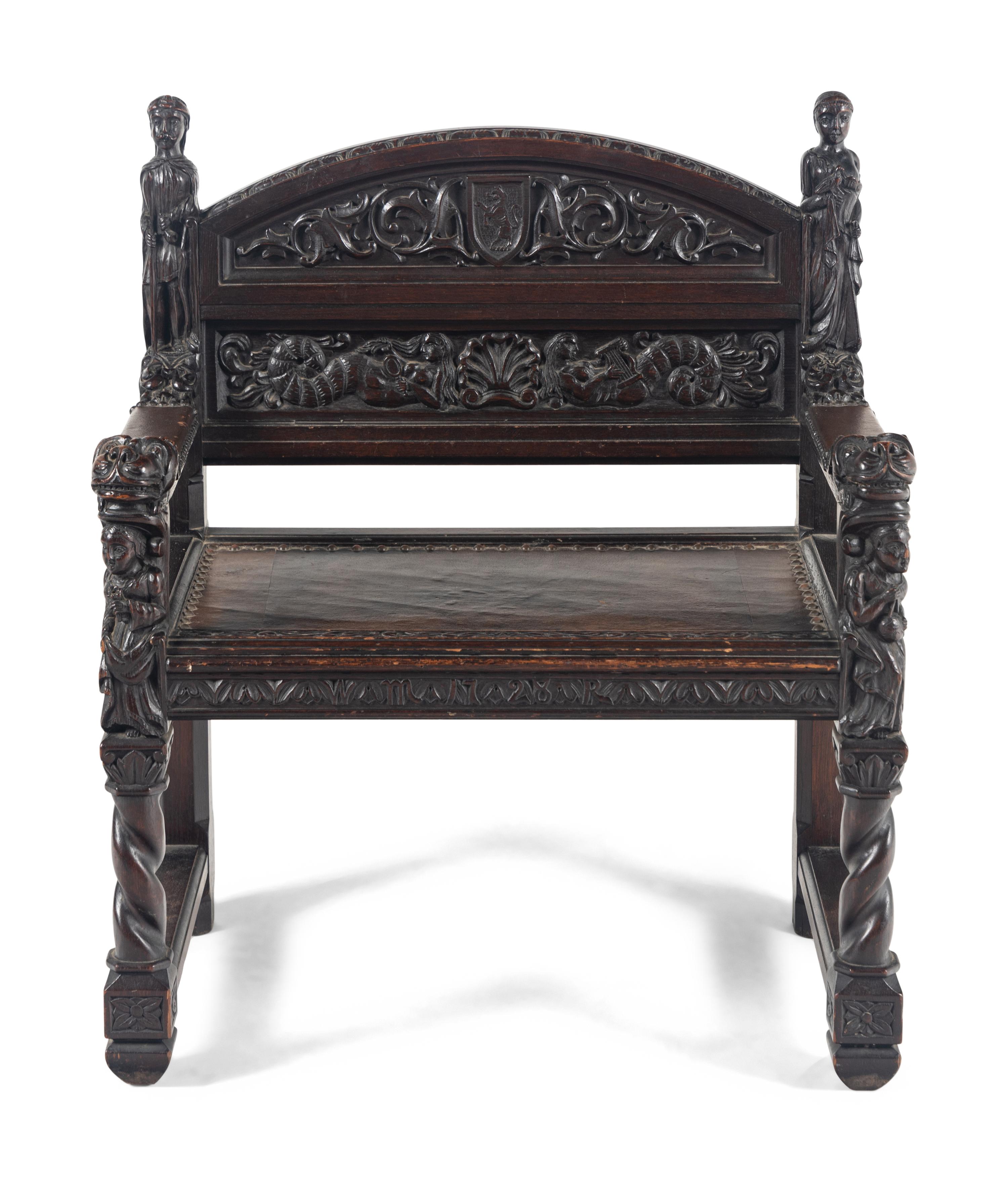 A William and Mary Style Carved Walnut Armchair