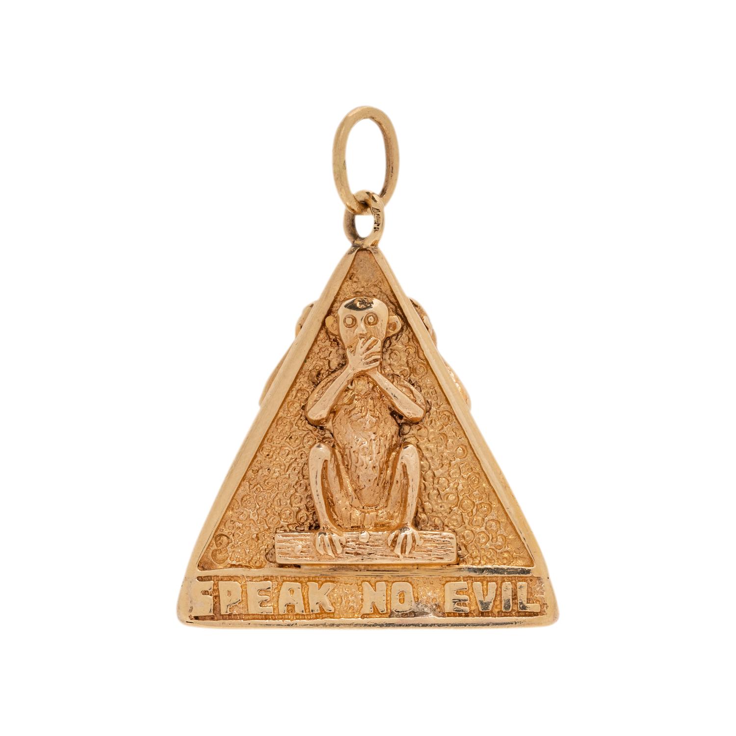 YELLOW GOLD 'THREE WISE MONKEYS' CHARM