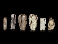 Six Chinese Celadon Jade Figures