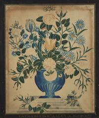 A Watercolor Drawing of a Floral Urn