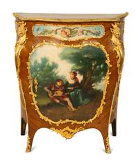 A Louis XV Style Gilt Bronze Mounted Kingwood and Painted Panel-Inset Cabinet — 20TH CENTURY