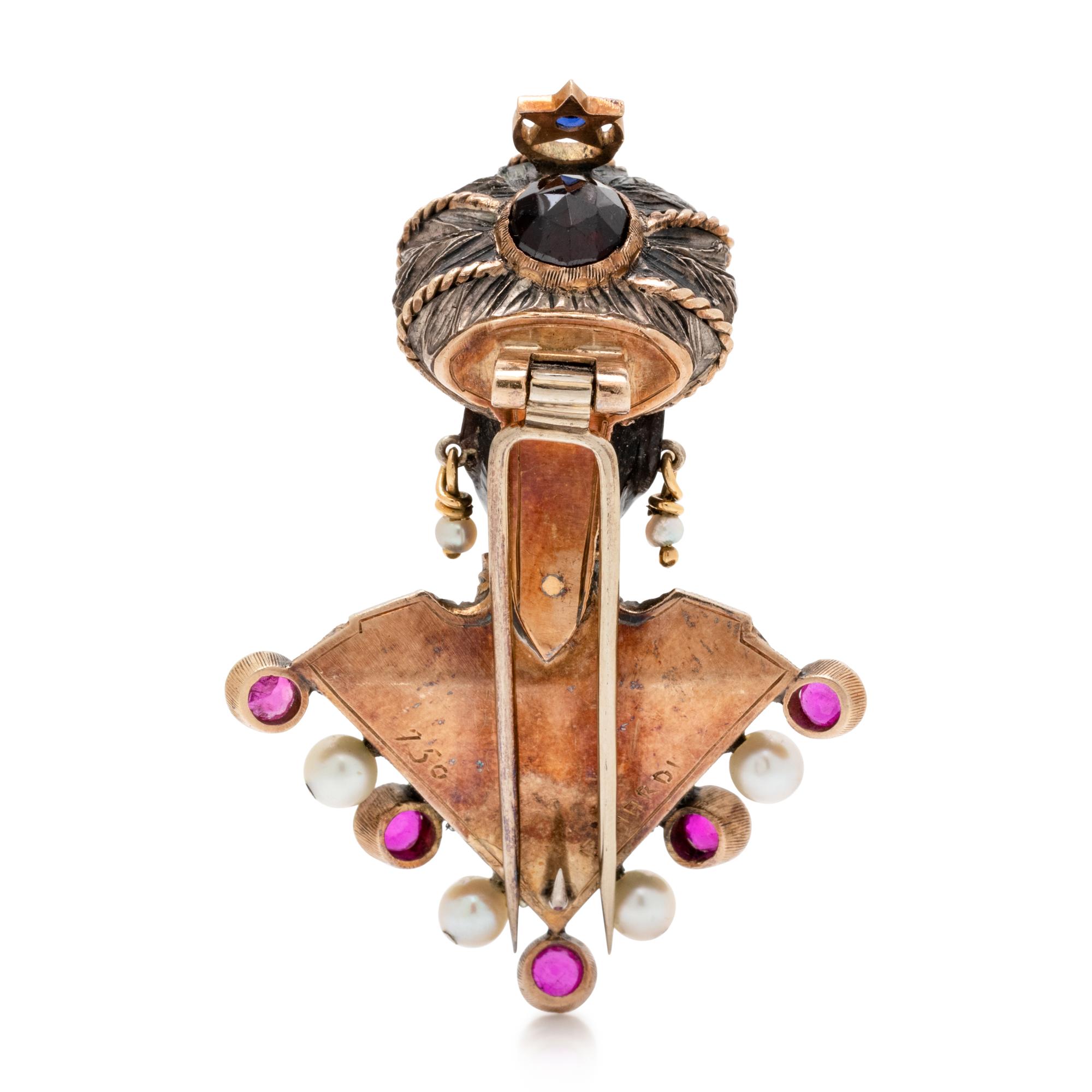 NARDI, GEMSTONE MORETTO BROOCH